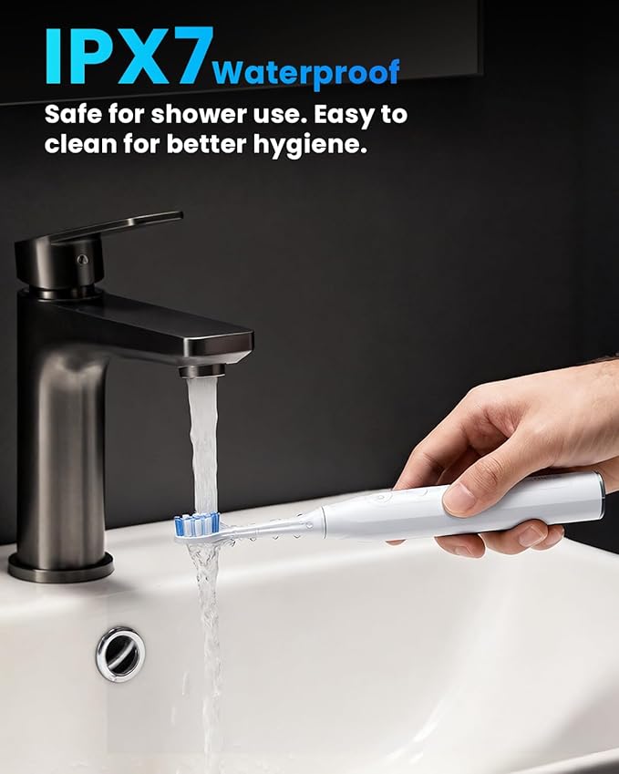 Onlyone Sonic Electric Toothbrush for Adults Rechargeable Ultrasonic Electric Toothbrush with 8 Brush Heads Travel Case Charging Base &amp Wireless Charging - 5 Modes with Smart Timer