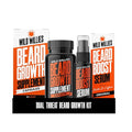 Wild Willies Beard Growth Kit - Capsules &amp Boost Serum - Natural Growth Oil With Biotin &amp Caffeine - Vitamins for Fuller Thicker Beard - 60 Capsules - For Men