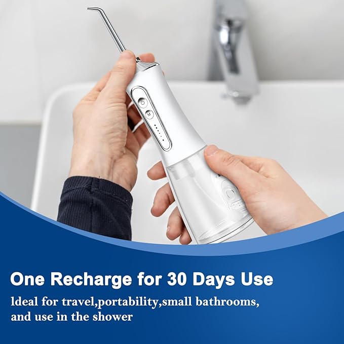 Water Dental Flosser Cordless for Teeth - AFROG 5 Modes Dental Oral Irrigator Portable and Rechargeable IPX7 Waterproof Powerful Battery Life Water Teeth Cleaner Picks for Home Travel White