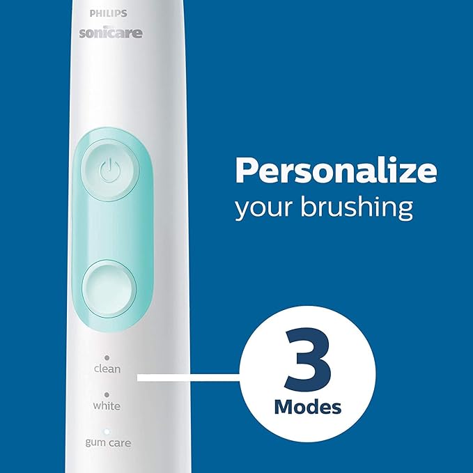 Philips Sonicare ProtectiveClean 5300 Rechargeable Electric Toothbrush with Pressure Sensor 3 Cleaning Modes SmarTimer and QuadPacer with 2 Bonus Brush Heads Travel Case Black Model HX6423/34