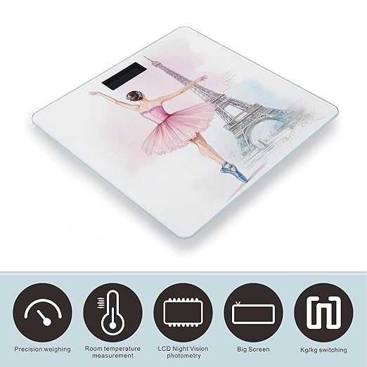 Men's Fashion Automatic Switch Digital Bathroom Weighing Scale Smart Scale Ballet Dancer Ballerina Eiffel Tower