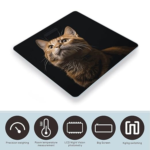 Cat Looks Up Bathroom ScaleHighly Accurate Digital Weighing Machine for People Bright LED Display Weight Scale for The Aldult Home Use