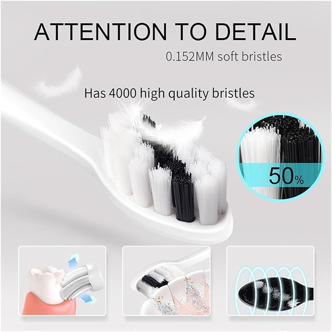 16pcs Toothbrush Replacement Heads Compatible for SEAGO 2725/S2/S5/SX/SG972 Brush Nozzle(16Black)