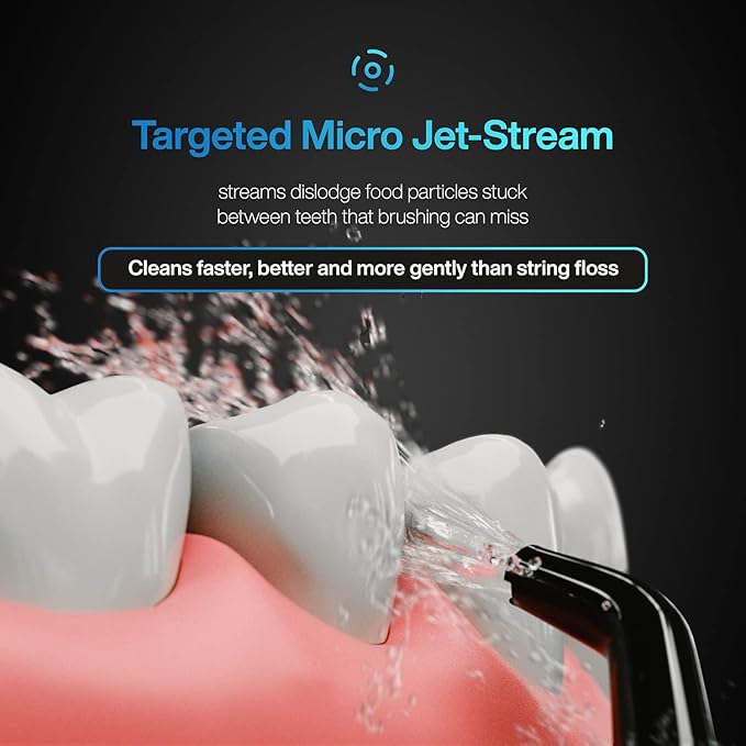AquaSonic Aqua Flosser PRO | Professional Water Flosser with Large Capacity Reservoir | Oral Irrigator w/ 2 Modes 10 Levels of Water Pressure 4 Included Tips | Sleek &amp Compact
