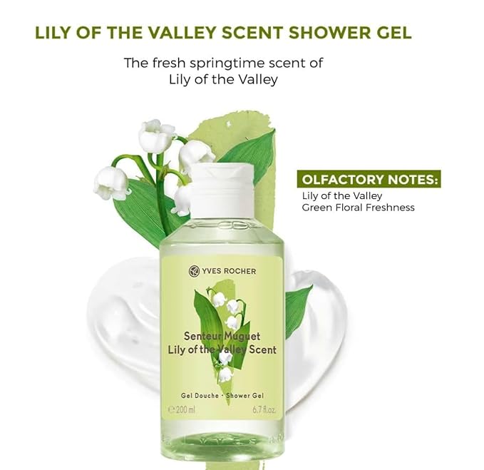 Yves Rocher Green Tea Scent Perfumed Shower Gel Nourishing Moisturizing Body - 200 ml./6.7 fl.oz. Set of 2 Best Gift Kit