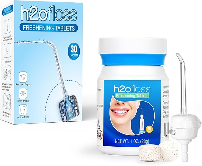 Upgrade Water Flosser by H2ofloss and Breath Freshening Tablets – All-in-One Solution for Deep Cleaning and Healthy Smiles