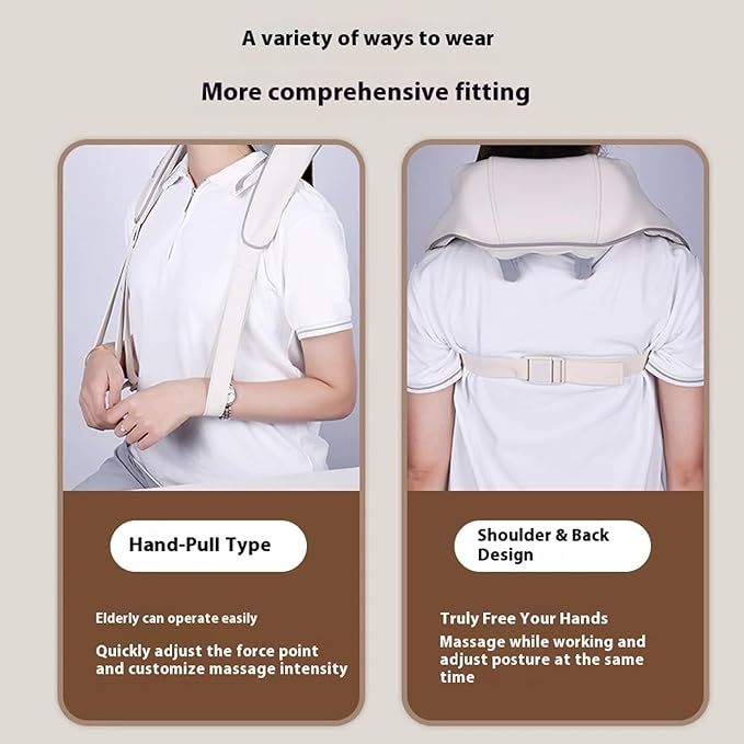 6D Massage Shoulder Wrap with Heat - Kneading Shiatsu Neck and Back Massager for Pain Relief - Suitable for Men and Women (Gray Blue Border USB+Pinch+Hot Compress+Timing)