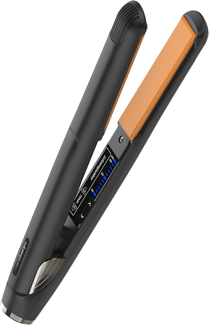 GLAMPALM Classic Vibrating 1 | Ceramic Flat Iron Infused with Vita-C Korean No.1 Hair straighteners for Women Dual Voltage Low Heat Hair Straightener Hair Styling Irons | GP225