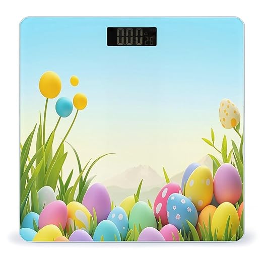 April Easter Bathroom Scale Automatic Power On/Off Body Scales LCD Backlight Display Square Digital Scale Rounded Corners Bathroom Scales for Home Bedrooms