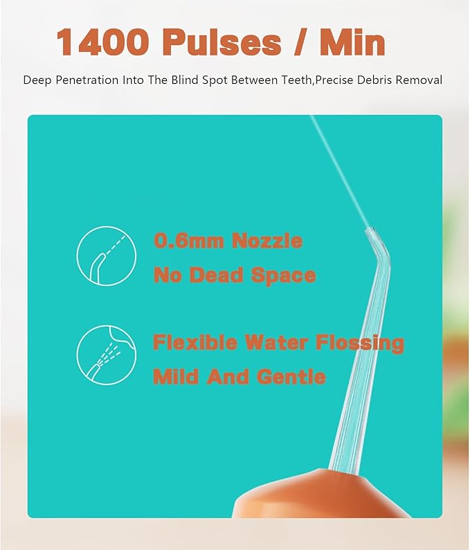 Retractable Cordless Oral IrrigatorWater Dental Flosser3 Modes and 4 Function Nozzles360° Rotation200ml Water TankUSB ChargingSuitable for Home/Travelling Use (Green)