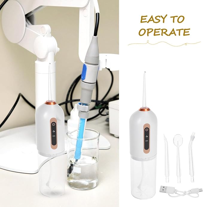 Didiseaon Portable Mini Water Flosser for Teeth Cleaning Rechargeable Cordless Oral Irrigator Waterproof Travel Dental Flosser for Home Office