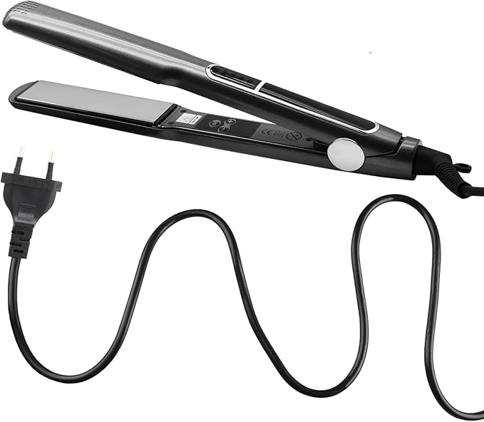 220v Fast Heating Hair Straightener Curling 5-Level Temperature Control 480ºF(250° C) 2 m/6.56 ft 360° Swivel Cord 1.5 inch Hair Straighten Hair Curls Styling Tool(EU Plug)