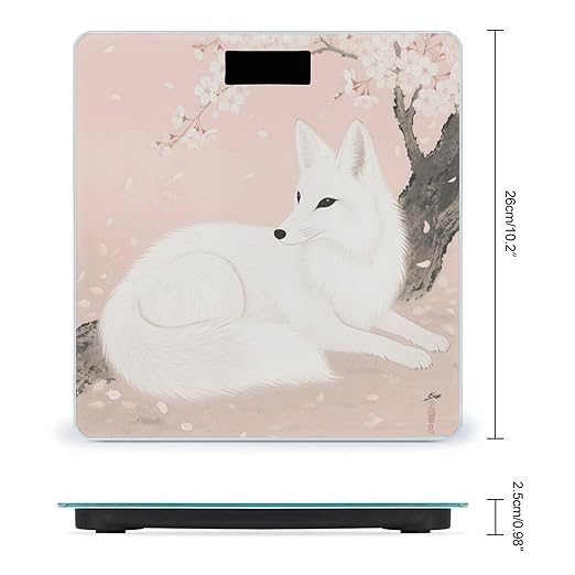 Cherry Blossom Tree Fox Scale for Body Weight Sturdy Tempered Glass Weighing Scales with LCD Display Accurate Digital Bathroom Scale Convenient Body Fat Smart Scales Easy Read