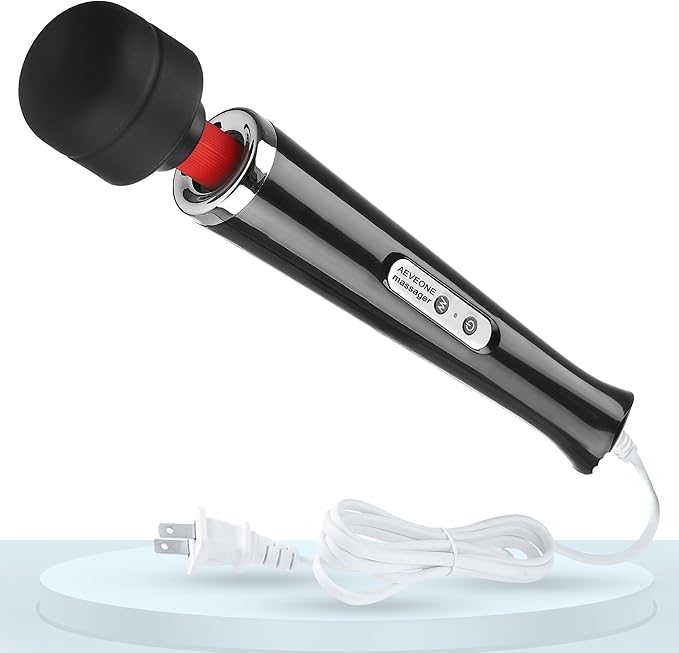 Wired Powerful Handheld Wand Massager Strong Personal Vibration Massage for Sports Recovery Back Muscle Aches Whole Body Pain (Black)