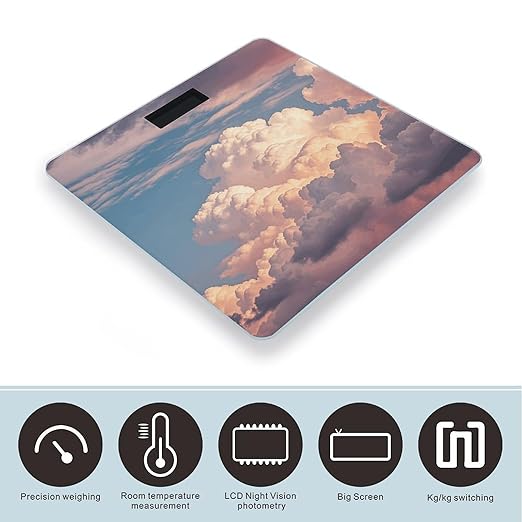 Clouds in The Sky Smart Scale for Body Weight Accurate Bathroom Scale with LED Display Digital Weight Scales Weighing Machine High Precision Scales for Bath Home