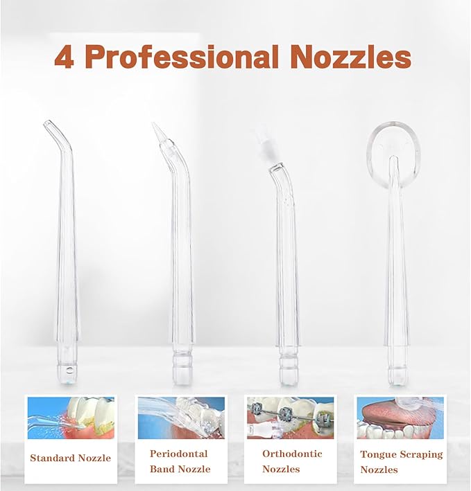 Retractable Cordless Oral IrrigatorWater Dental Flosser3 Modes and 4 Function Nozzles360° Rotation200ml Water TankUSB ChargingSuitable for Home/Travelling Use (White)