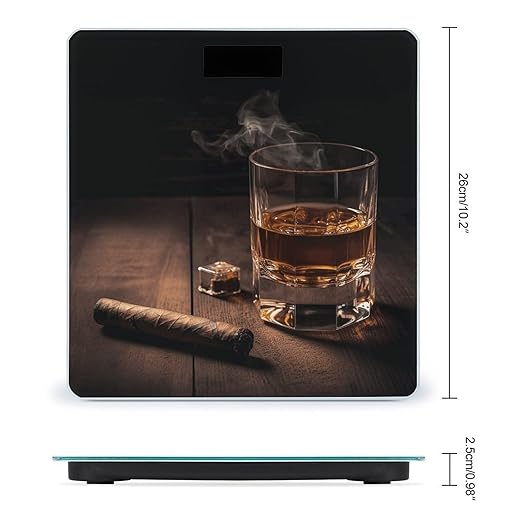 Cigar &amp Whiskey Digital Bathroom Scale Fashion Unique Weight Scale BMI Anti-Slip Precision Weighing Scales Suitable for Home Bedrooms Use and Gift