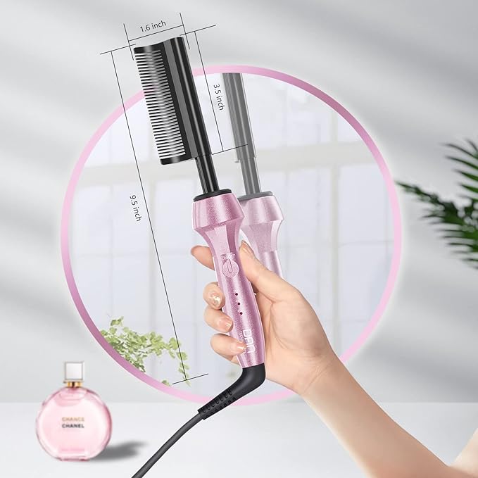 Dan Technology Curved 500-Degree Dual Voltage Electric Hot Comb Hair Straightener and Pressing Comb for Wigs and African American Hair
