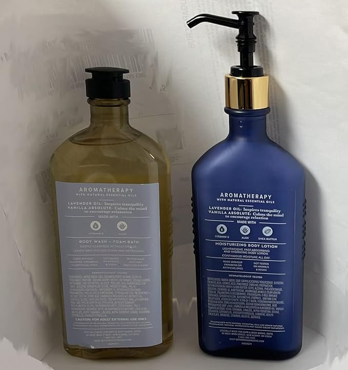 Bath &amp Body Works Aromatherapy Sleep - Lavender + Vanilla Body Lotion 6.5 Fl Oz + Body Wash &amp Foam Bath 10 Fl Oz