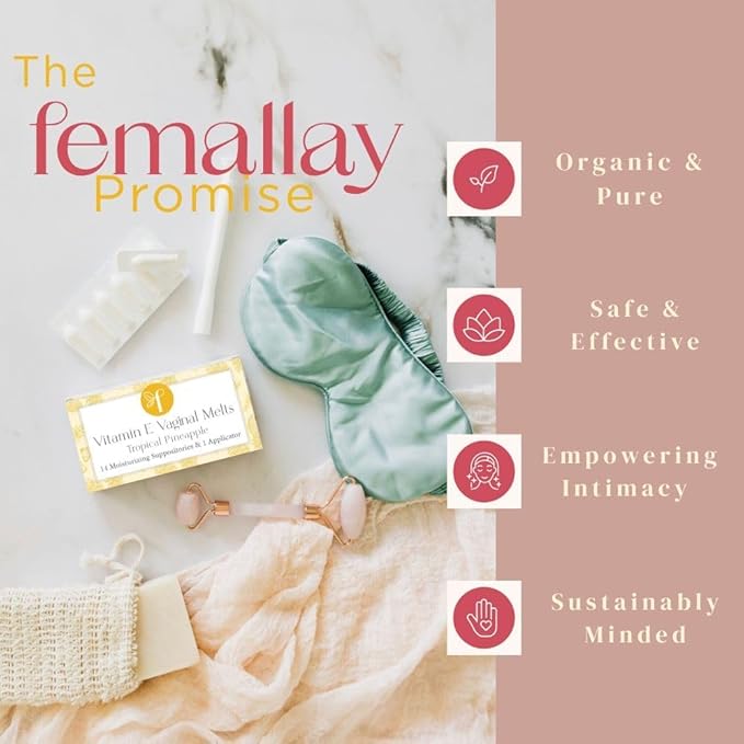 Femallay Organic Vaginal Melts – Pineapple 2 Pack – Moisturizes and Refreshes – 14 Count + Applicator