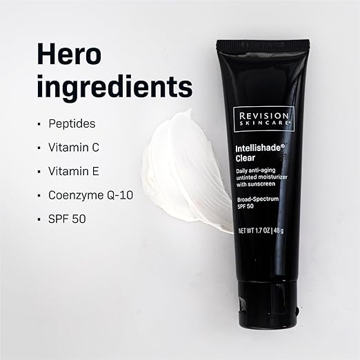 Revision Skincare Intellishade® Clear SPF 50 Anti-Aging Sunscreen for Face Oil-Free Daily Moisturizer with SPF Peptides &amp Vitamin C Invisible Hydrating Broad-Spectrum Sunscreen 1.7 oz