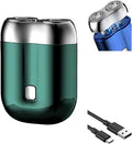 New Model Mini Dual-Head Electric Shaver 2025 New Dual Head Shaver Pocket Electric Mini Portable Razor Double Head Razor Washable USB Rechargeable Dual Head Compact Electric Razor (Green)