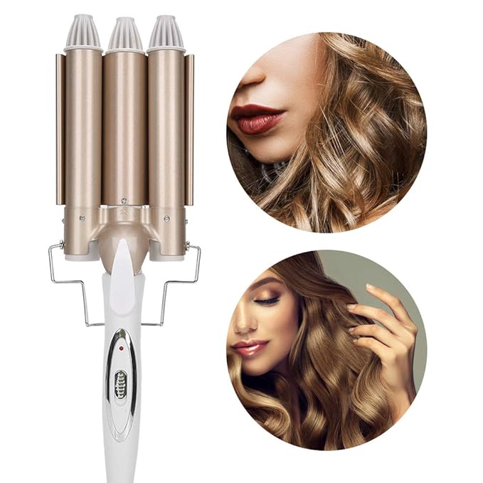 Curling Iron 3 Barrel Curling Iron Durable Curling Wand Salon Hairstyling Waver Hair Crimper Hair Crimper Ceramic Tourmaline Hairdressing Tool 25mm (us)