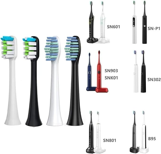 Replacement Toothbrush Head for Electric SN903/SNK01/SN601/SN801/ST903/ST901/ST905/ST802/SN-P1(16black Cleaning)