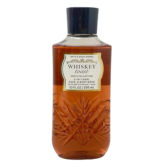 Bath &amp Body Works Men's Collection Whiskey Toast - 3 Pack of 3-In-1 Hair Face and Body Wash with a Cabin Spice Bar Soap