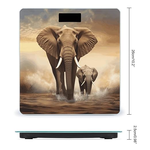 Elephant and Baby Elephant Bathroom Scale for Body Weight Bathroom Weighing Scale with Backlit LCD Display Highly Accurate Measures Weight Up to 180kg