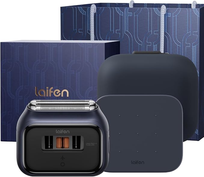 Laifen P3 Pro 3-Blade Electric Shaver Set – Includes P3 Pro Shaver Travel Pod &amp Non-Slip Pad Dual Linear Motors 12000 Cuts/Min 100-Min Runtime IPX7 Waterproof (Royal Blue)
