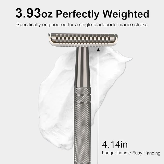 Silver Stainless Steel Safety Razor with Razor Blade Disposal Container