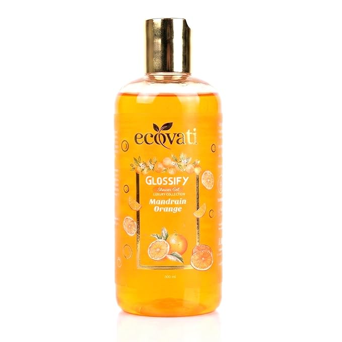 Glossify Mandarin Orange Luxury Shower Gel Deep Cleansing Formula with Aloe Vera and Vitamin E 300ml