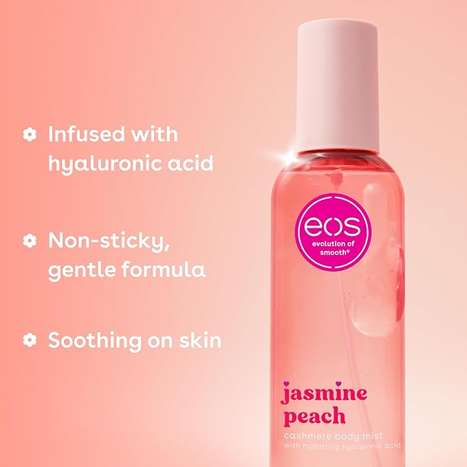 eos Jasmine Peach Scent Layering Bundle - Body Wash Body Mist Body Lotion