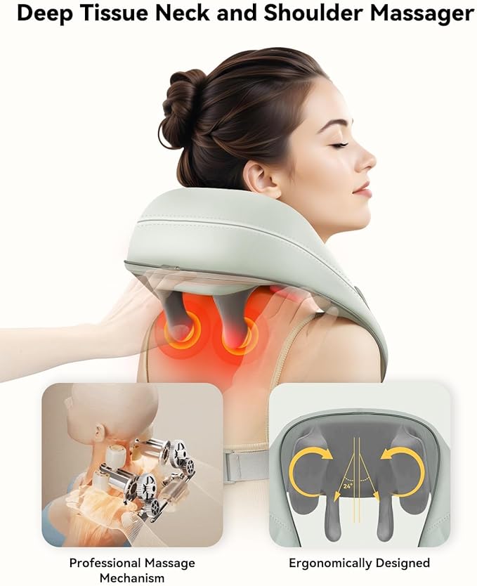 Snailax Cordless Neck Shoulder Massager with Heat 4D Deep Tissue Kneading Shiatsu Back Massager Pillow for Neck Shoulder Christmas Gifts for Men Women