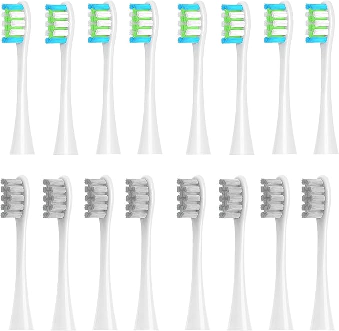 16pcs Replacement Brush HeadsCompatible for X/Pro/ Z1/ SE F1 One PW01/03/05/07/09 P5 Toothbrush(16 (2 Colors))