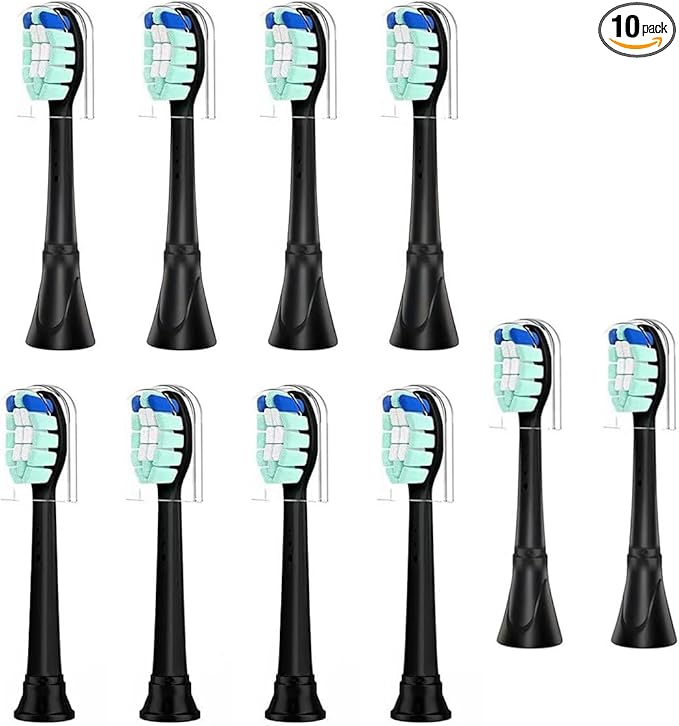 Replacement Toothbrush Heads Compatible with BRUUSH Electric Toothbrush10Pack Black
