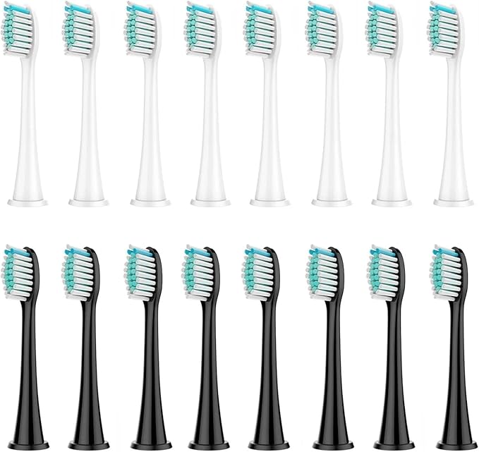 4/8/16/20Pcs Replacement Brush Heads Compatibility for Diamond Clean HX3/HX6/HX9 Series Electric Toothbrush HX6064(8 White 8 Black)