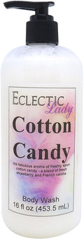 Eclectic Lady Liquid Pearl Body Wash - Cotton Candy Scent 3-in-1 Use For Bubble Bath Hand Soap &amp Body Wash Phthalate-Free Cotton Candy Fragrance Handcrafted in USA (16 oz)
