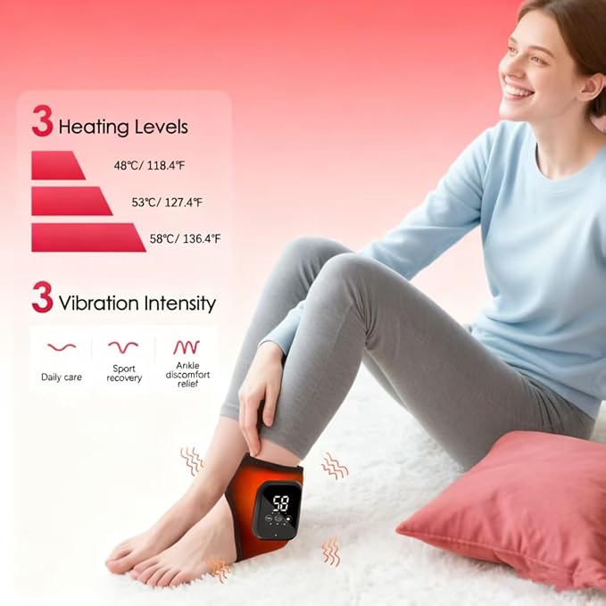 Foot Massager 3 Intensity Settings Compression/Heating/Massage Functions 15-Minute Timer Deep Kneading Suitable Home/Office/Travel (Black Single Pack)