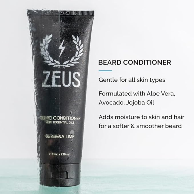 ZEUS Starter Beard Wash &amp Beard Oil Kit for Men Softens Hydrates &amp Moisturizes Facial Hair Promotes Healthy Growth &amp Shine (Made In USA) Sandalwood