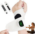 Rechargeable Adjustable Electric Wrist Massager Portable Cordless Hand Massager with Heat and Compression 10 Modes 29 Intensities Wearable Heating Pad fo Sports (White)
