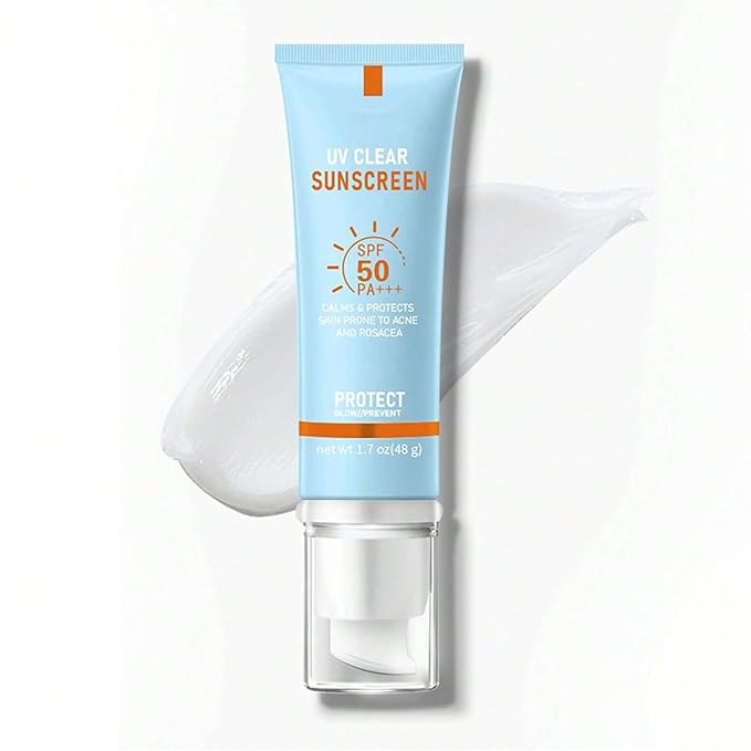 Hydrating Clear Face Sunscreen SPF 50 – Non-Sticky Sun Essence with Broad Spectrum UVA/UVB Protection Travel Size 50ml (1.7oz)