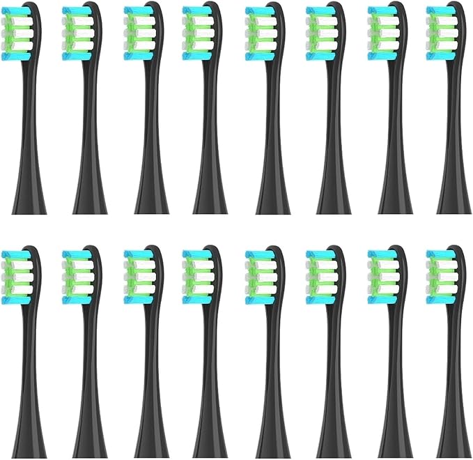 16pcs Replacement Brush HeadsCompatible for Oclean X/Pro/ Z1/ SE F1 /One/ PW01/03/05/07/09 P5 Toothbrush(16 Black)