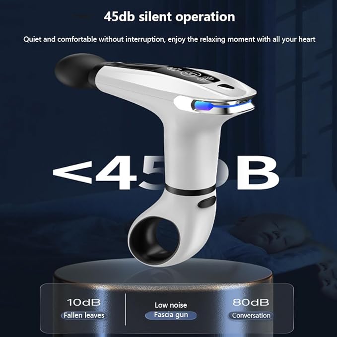 Massager for Body Muscle Relaxation and Fitness LED Screen 4 Massage Heads 8-Level Adjustment Detachable Handle 10 Mm Massage Depth 15-Minute Timer Deep Tissue MassageGrey