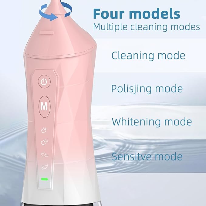 Water flosser+Electric Toothbrush Combination Set -5-Speed Sonic Electric Toothbrush 4-Speed Portable Water flosser Super Waterproof a Great Gift for Friends (Pink)