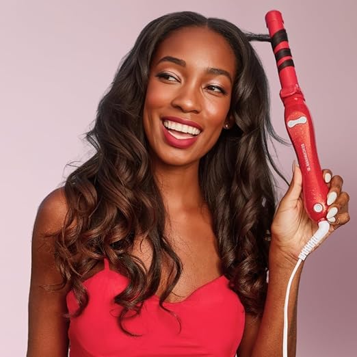 The Beachwaver Co. B1 Rotating Curling Iron - Red Glitter | Automatic 1-Inch Ceramic Curling Iron - Most Common Barrel Size for All Hair Lengths! | Auto-Shut Off Travel-Friendly Dual Voltage