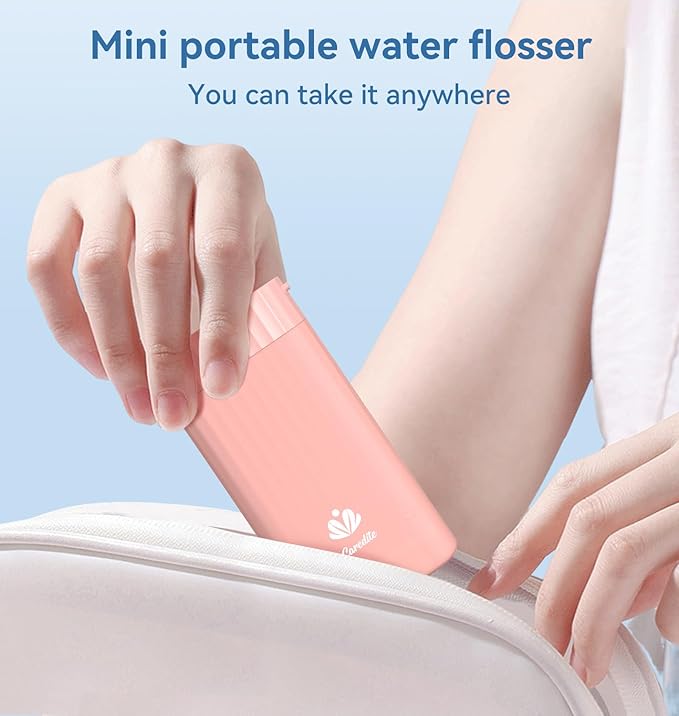 Portable Water Flosser for TeethTravel Water Flosser PicksMini Cordless Oral Irrigator Rechargeable Power Dental with Telescopic Water Tank IPX7 Wateroproof for Brace &amp Sensitive Teeth CarePin