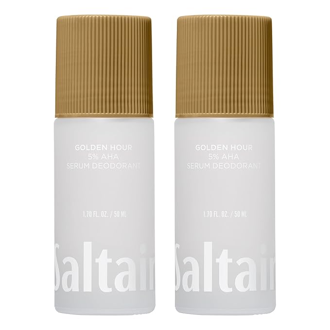 Saltair Serum Deodorant 2 Pack – 5% AHA – Aluminum-Free Odor Control for Women &amp Men – Mandelic Acid Deodorant with Lactic Acid – Golden Hour Scent – 2x 1.7oz Travel Roll On