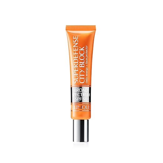 Clinique Superdefense City Block Oil Free Broad Spectrum SPF 50 Daily Energy + Face Protector | Sheer Weightless Makeup Primer + Sunscreen 1.4 Fl Oz